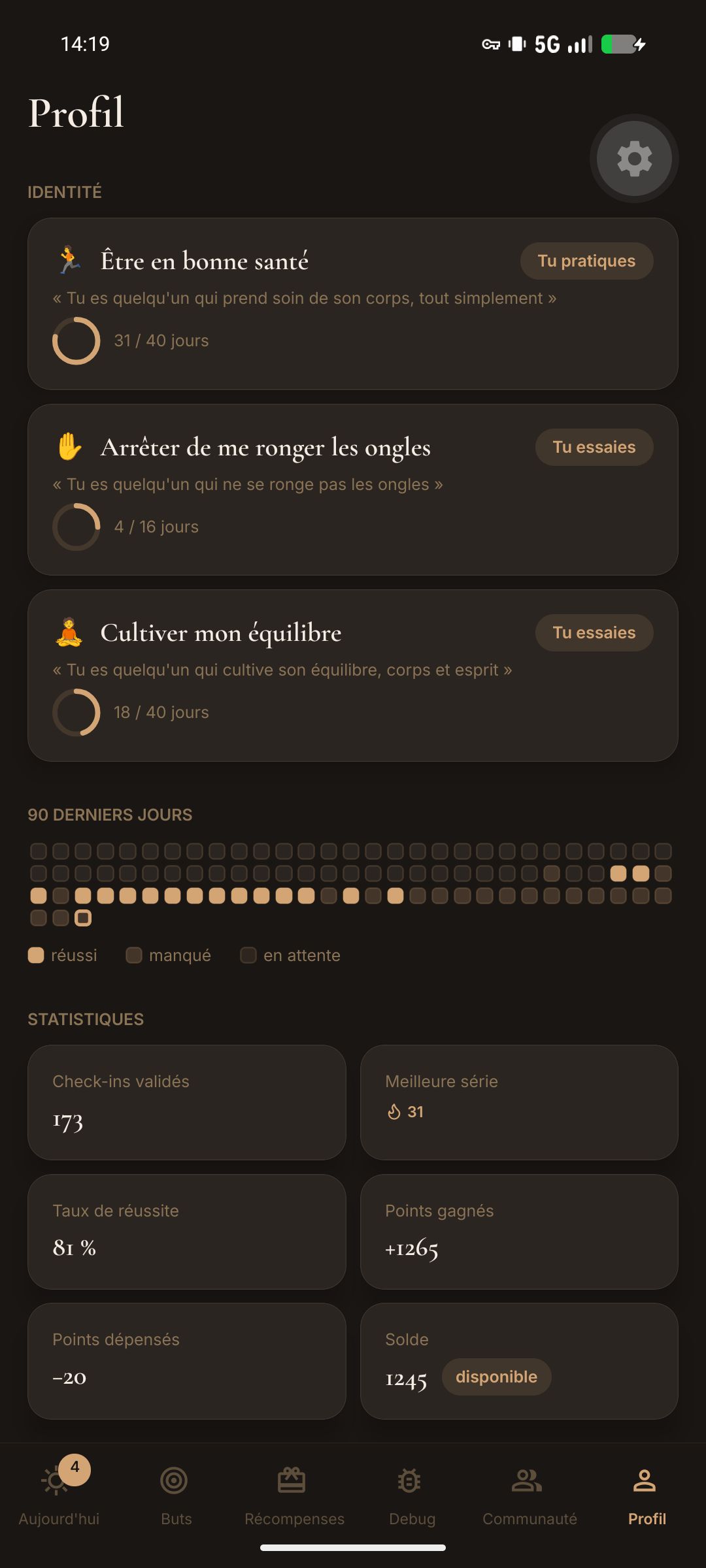Identité, 90 derniers jours, statistiques : la vue d’ensemble.